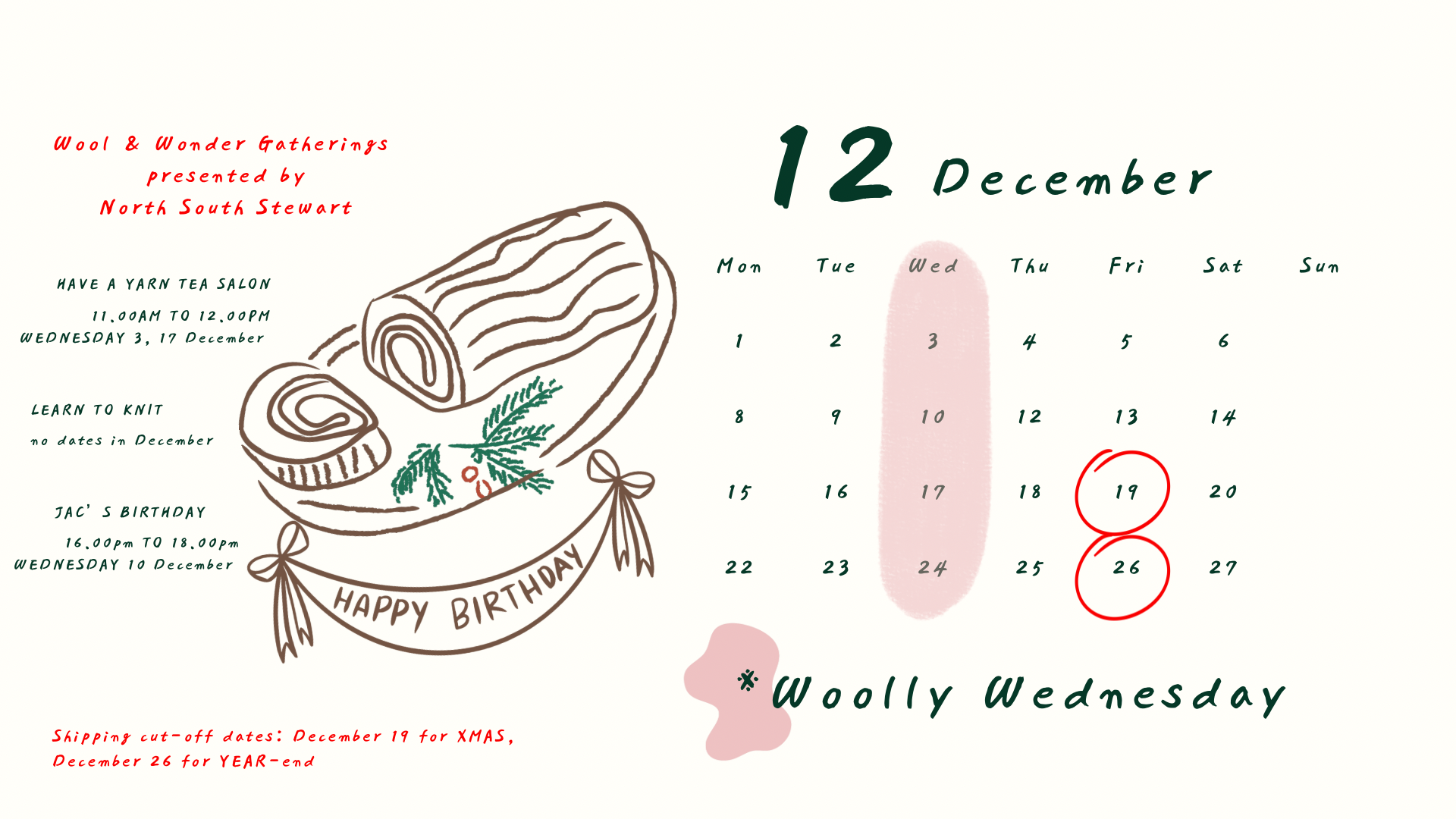 December Events at North South Stewart