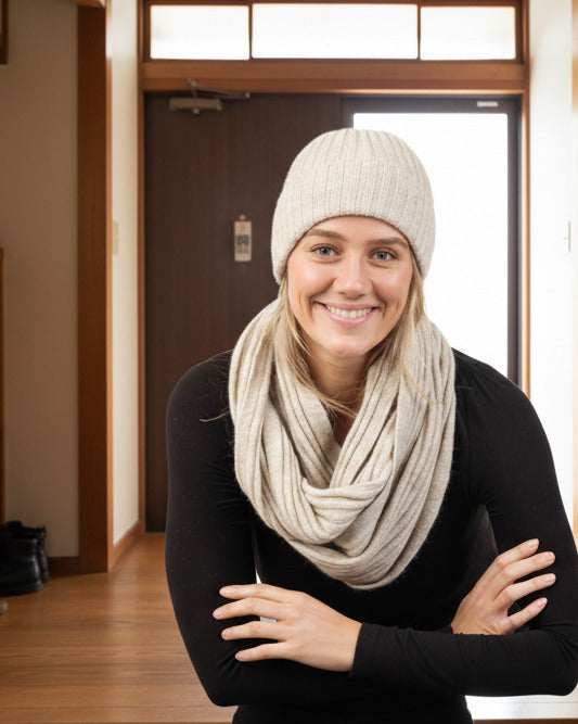 ribbed loop scarf made in new zealand native world