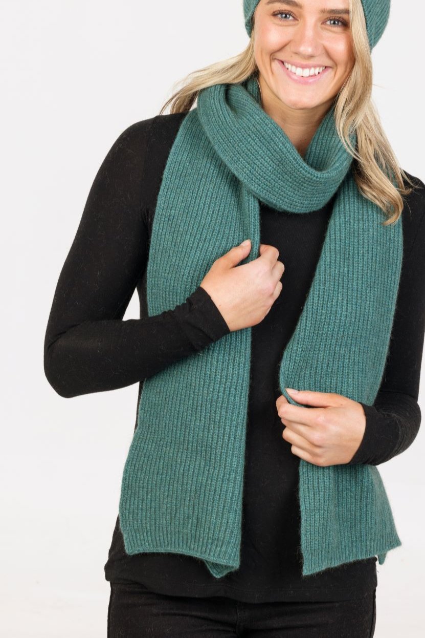 Slouch Scarf: Merino Wool + Possum, Made in New Zealand (Ribbed Long Scarf)