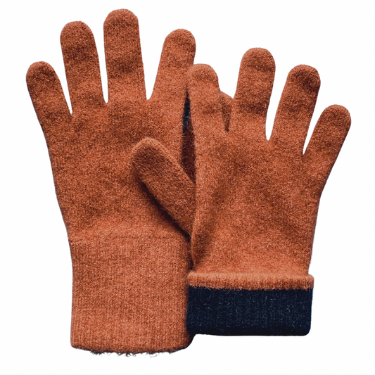 Gloves: Warm Brown Gloves (Jasper): Possum & Merino Wool, Made in New Zealand