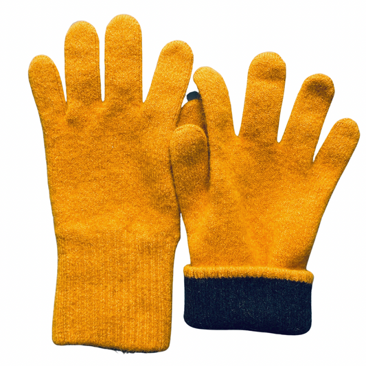 Gloves: Yellow Gloves (Honey): Possum & Merino Wool, Made in New Zealand