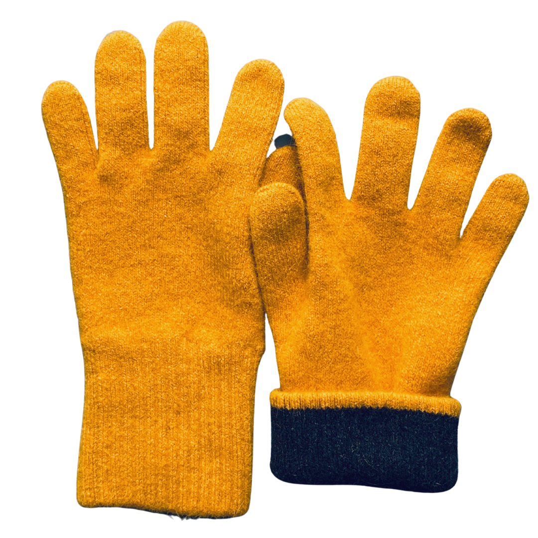Gloves: Yellow Gloves (Honey): Possum & Merino Wool, Made in New Zealand
