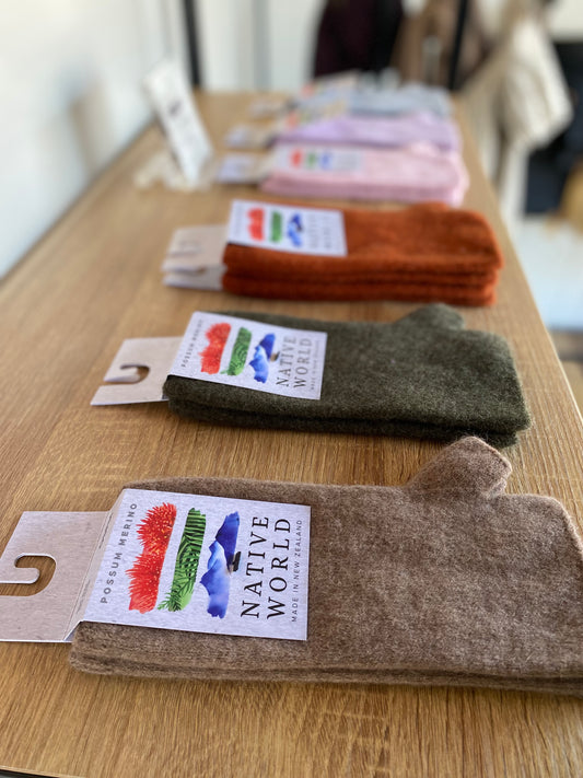 Wristwarmers: Merino Wool + Possum, Made in New Zealand