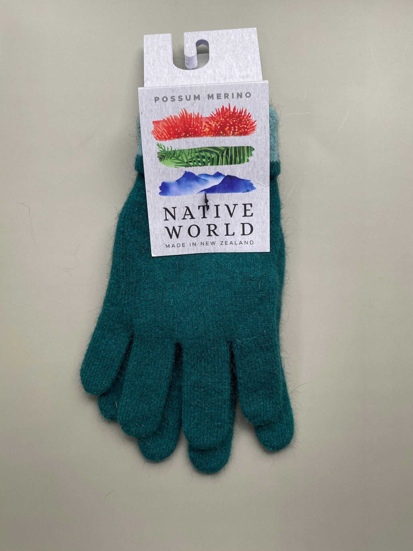 Gloves: Deep Green Gloves (Jade), Possum & Merino Wool, Made in New Zealand