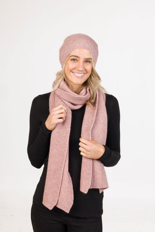 Scarf: Ribbed Long Scarf, Merino Wool + Possum, Luxury Knit, Made in New Zealand