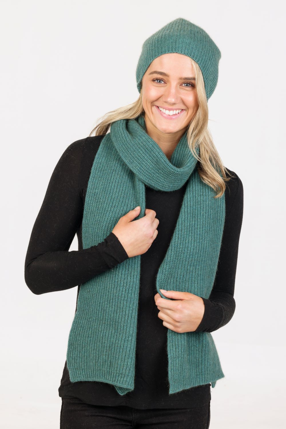 Scarf: Ribbed Long Scarf, Merino Wool + Possum, Luxury Knit, Made in New Zealand