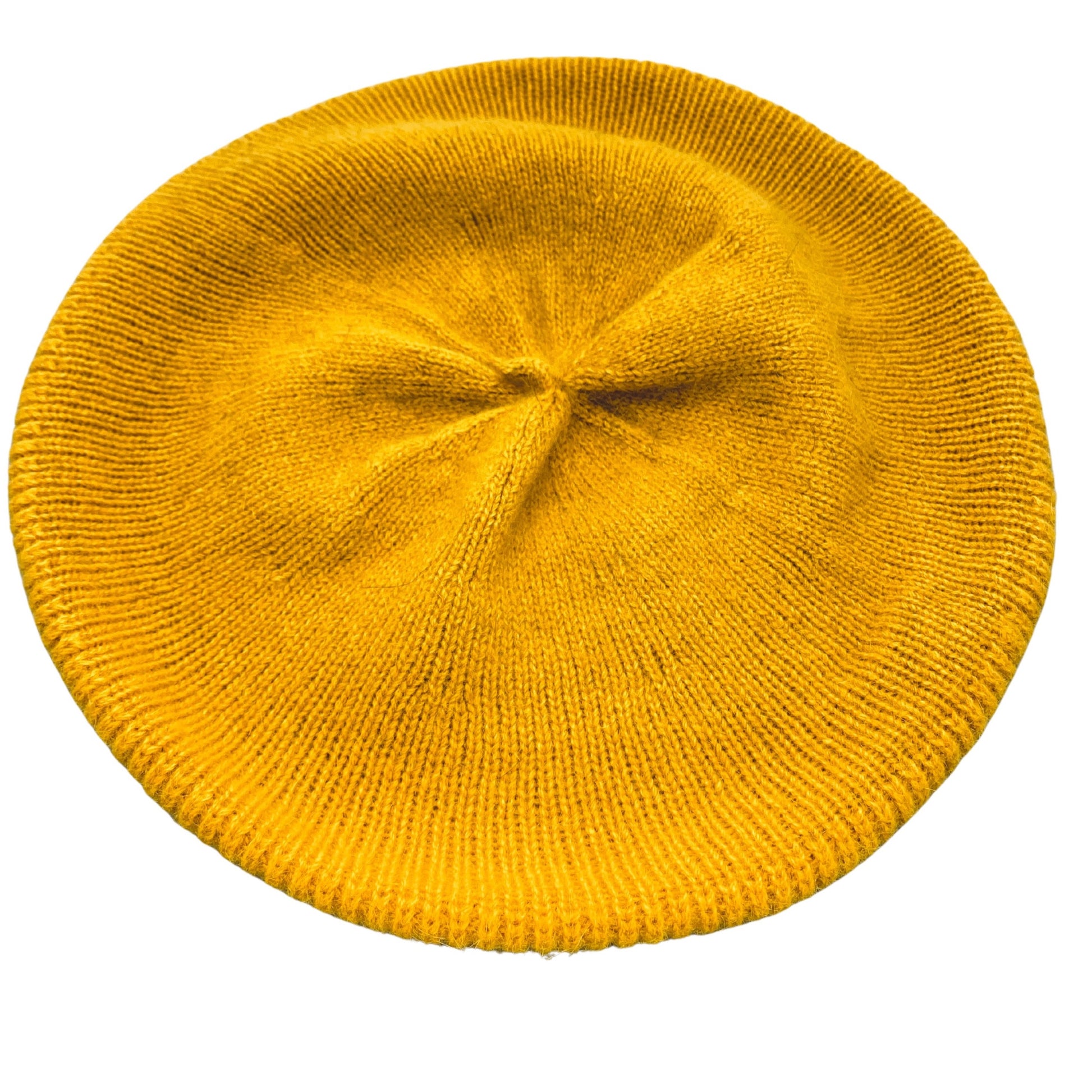 yellow knitted wool beret