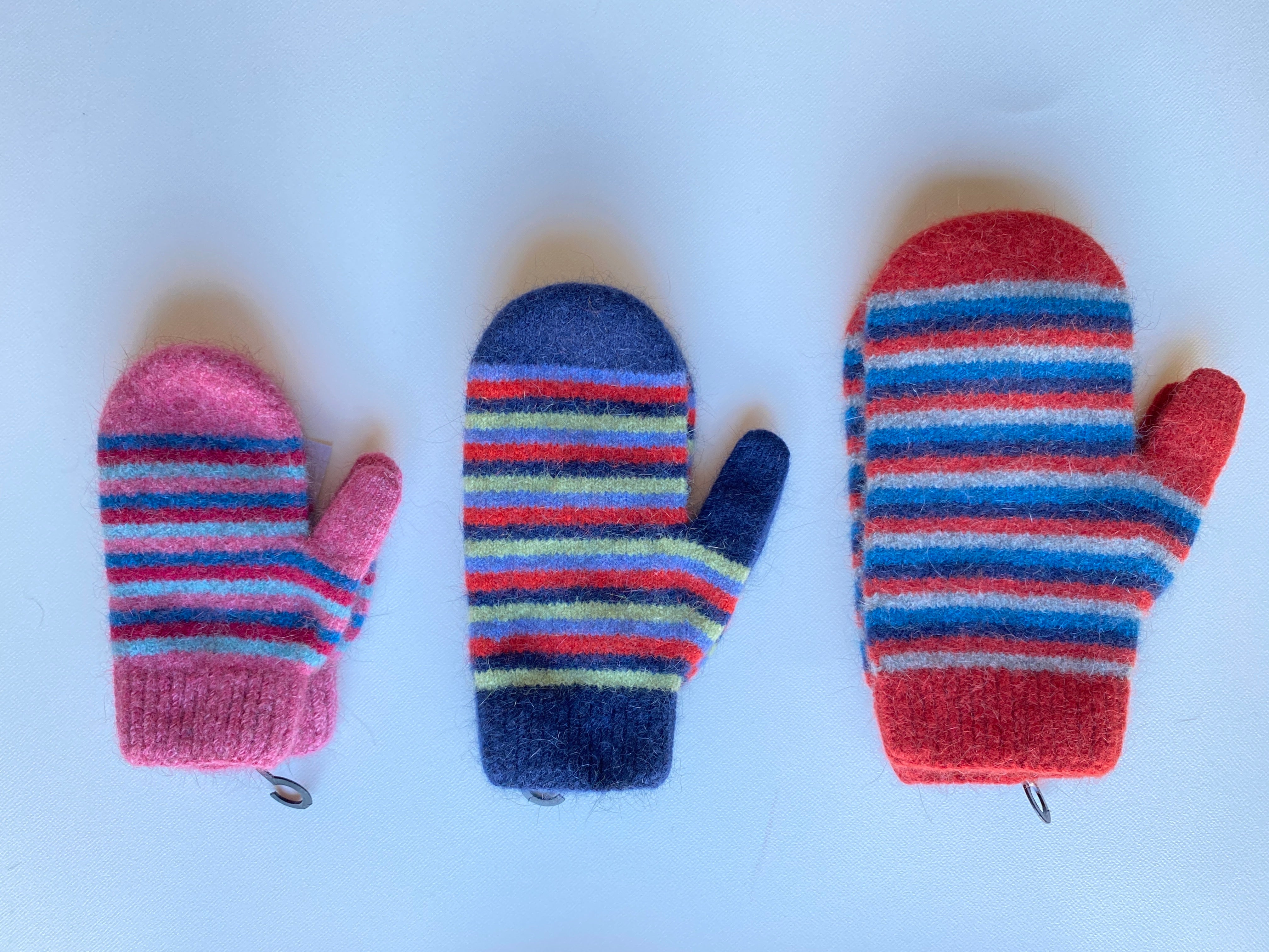 Striped Mittens (Children’s) 3-4 years, 5-6 years, 7-8 years, Merino Wool + Possum Fibre, Made in New Zealand