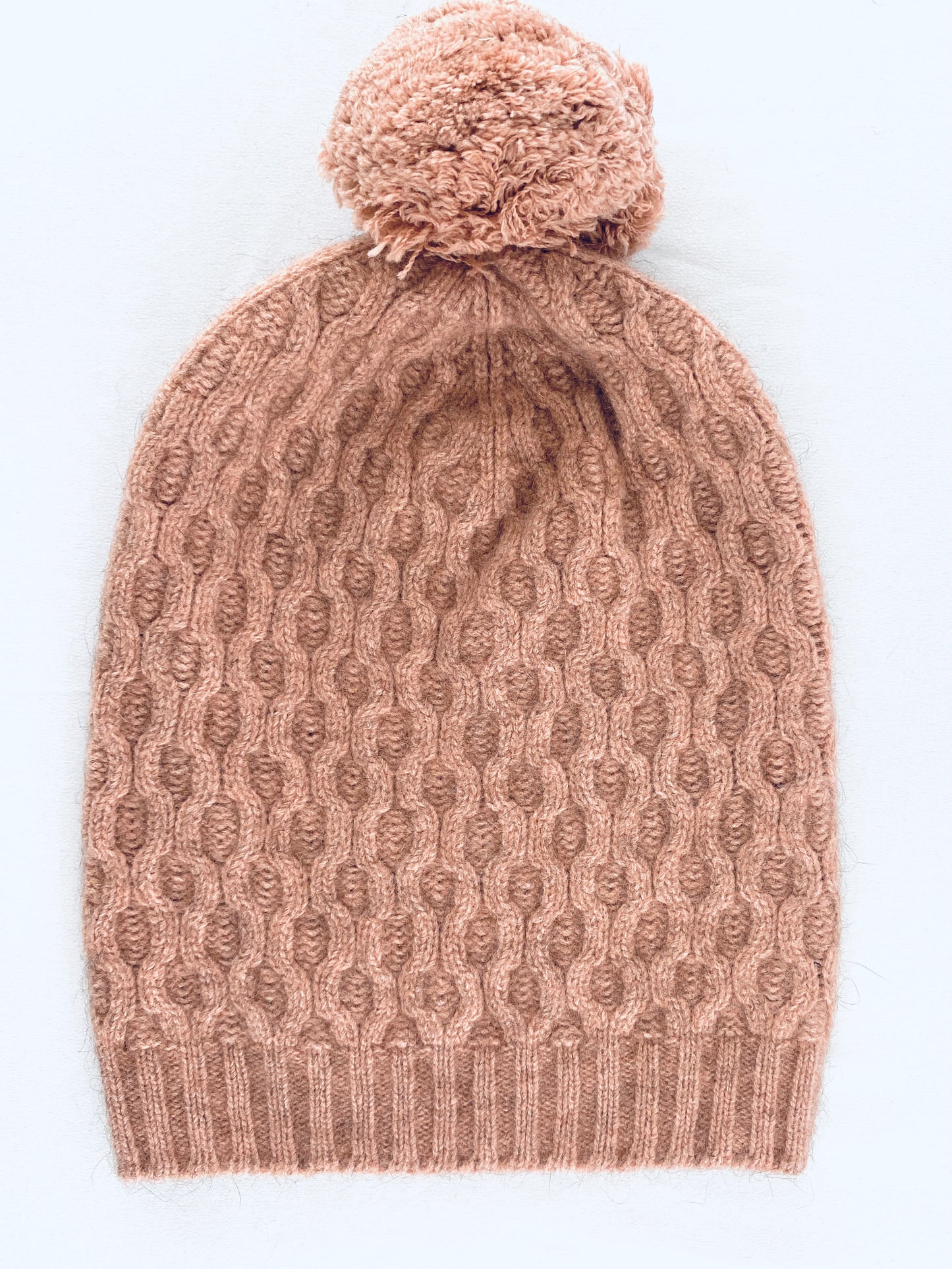 Hat: Merino Wool + Possum Arran Knit PomPom Hat, Made in New Zealand