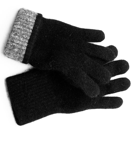 Gloves: Black Gloves, Possum & Merino Wool, Made in New Zealand