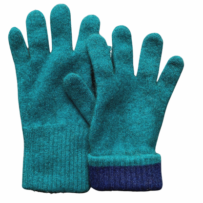 Gloves: Teal Green Gloves (Azure), Possum & Merino Wool, Made in New Zealand